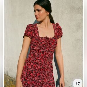 Rouje Paris Ines Dress Red and Pink Florsl Size FR 36 / Size 4